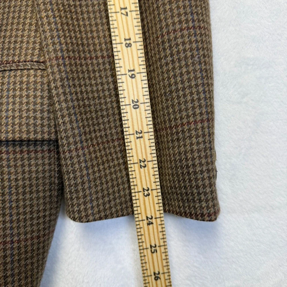 Ralph Ralph Lauren Mens 42R Brown Houndstooth Wool Blazer Sport Coat Canada Made